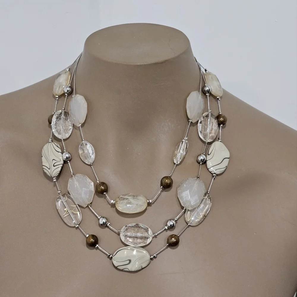 N.Y. NECKLACE STONE SINTETIC WHITE AND BROWN COLOR
